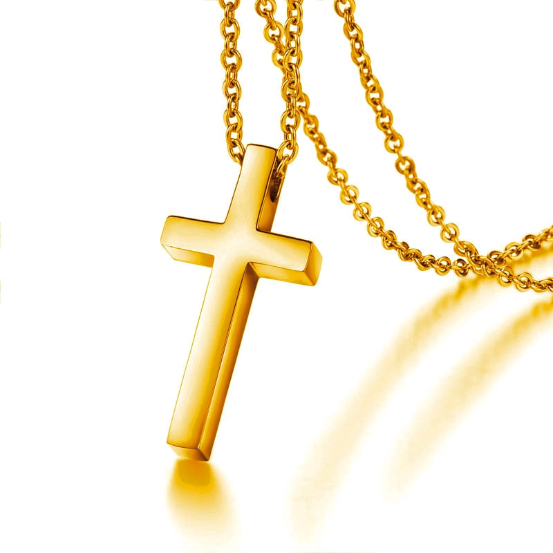 Stainless Steel Cross Pendant Necklace for Men Women Minimalist Jewelry Male Female Prayer Necklaces Chokers Silver Color
