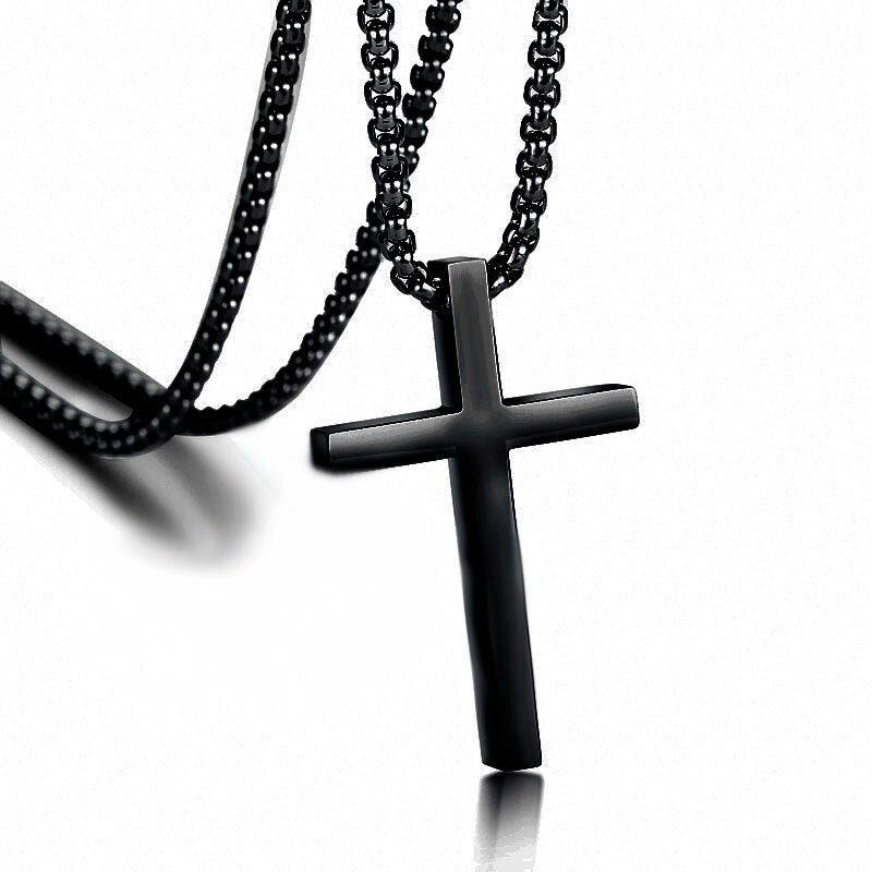 Stainless Steel Cross Pendant Necklace for Men Women Minimalist Jewelry Male Female Prayer Necklaces Chokers Silver Color
