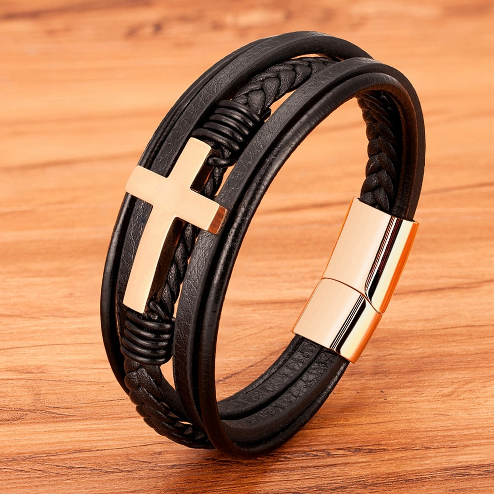 Lether Cross Bracelet
