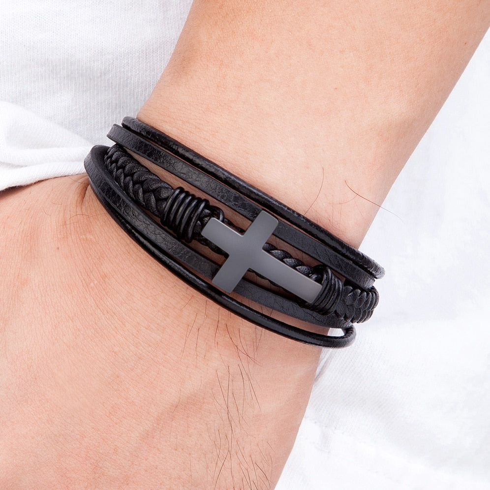 Lether Cross Bracelet