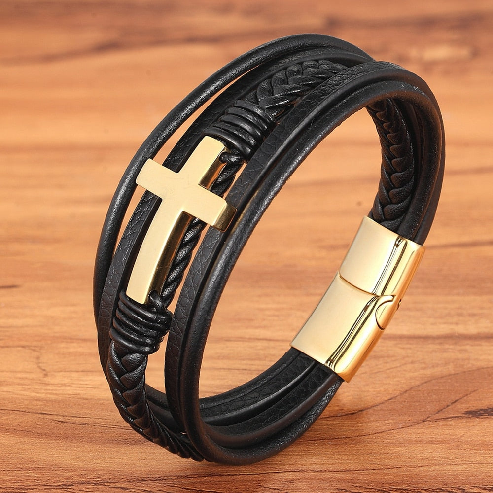 Lether Cross Bracelet