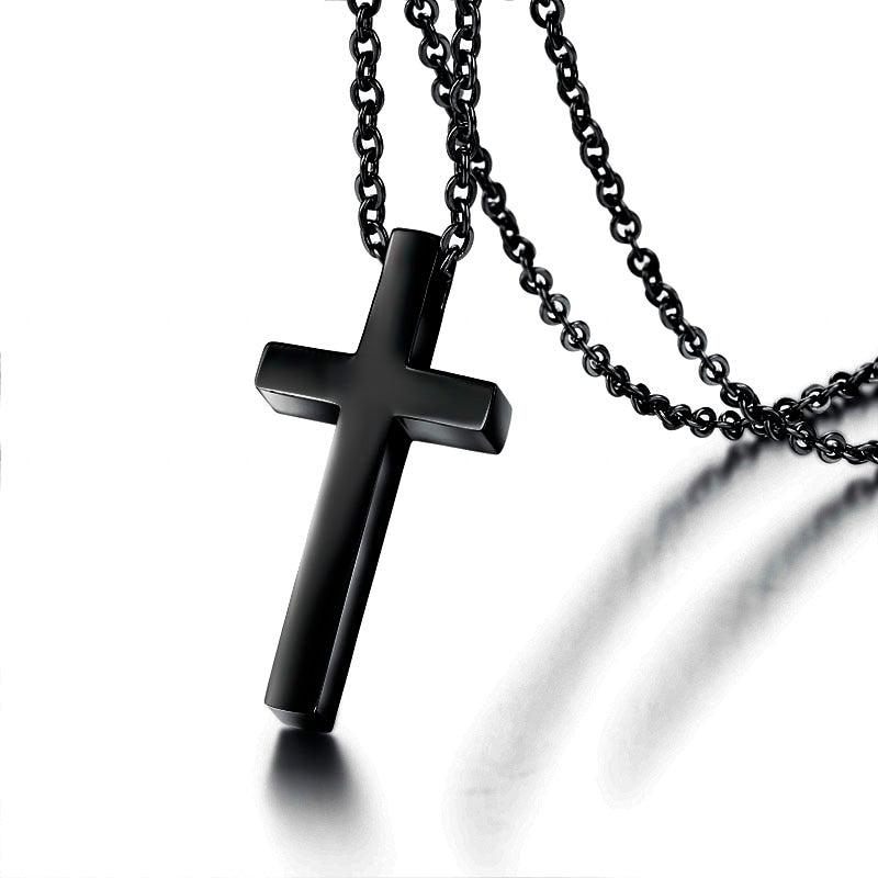 Stainless Steel Cross Pendant Necklace for Men Women Minimalist Jewelry Male Female Prayer Necklaces Chokers Silver Color