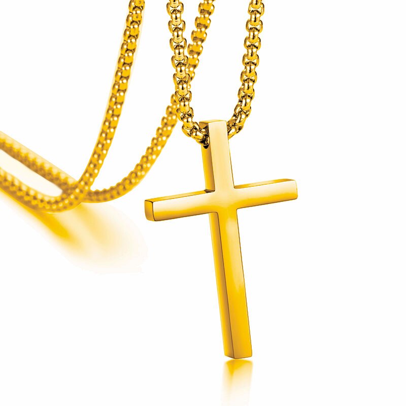 Stainless Steel Cross Pendant Necklace for Men Women Minimalist Jewelry Male Female Prayer Necklaces Chokers Silver Color