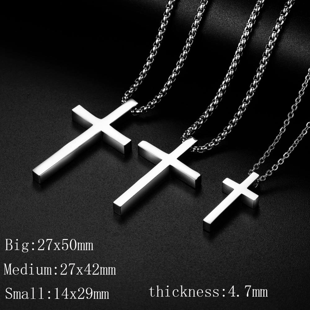 Stainless Steel Cross Pendant Necklace for Men Women Minimalist Jewelry Male Female Prayer Necklaces Chokers Silver Color
