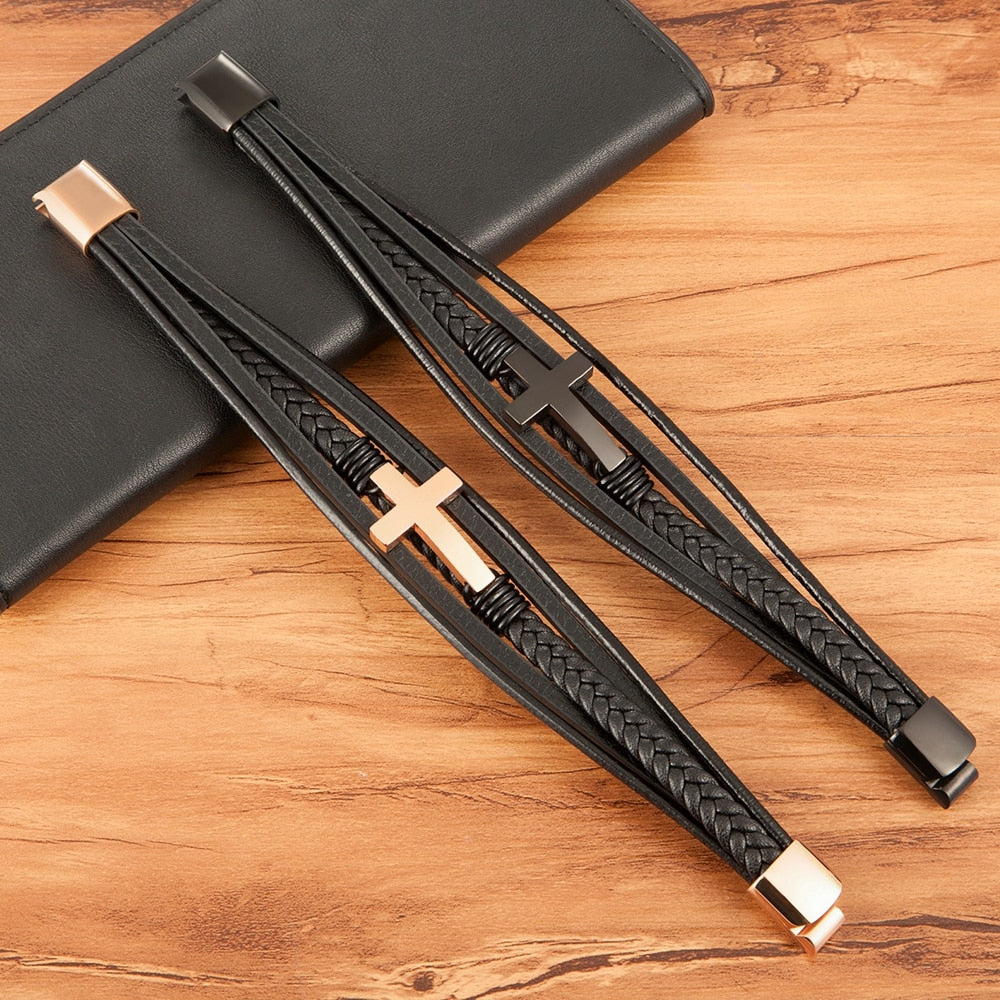 Lether Cross Bracelet