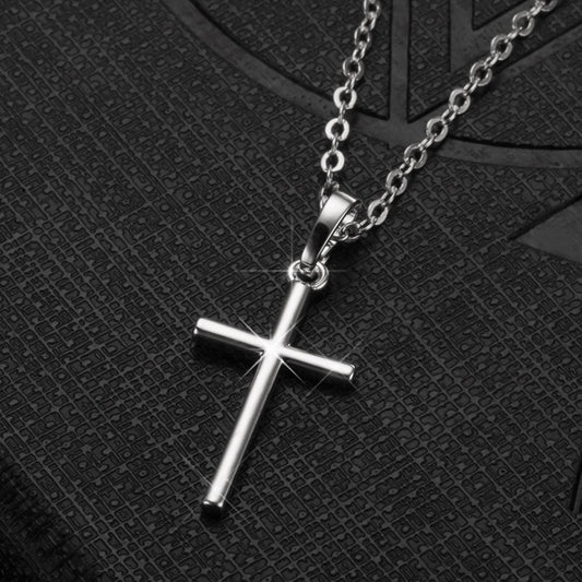 Fashion Christian Jesus Cross Necklaces Silver Color Long Chain Simple Cross Pendants For Women Men Jewelry Gifts Dropshipping