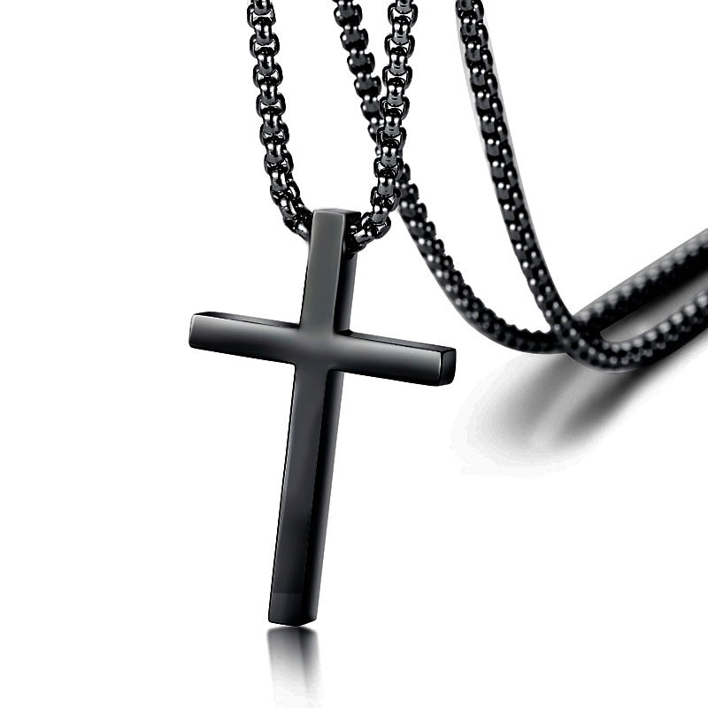 Stainless Steel Cross Pendant Necklace for Men Women Minimalist Jewelry Male Female Prayer Necklaces Chokers Silver Color